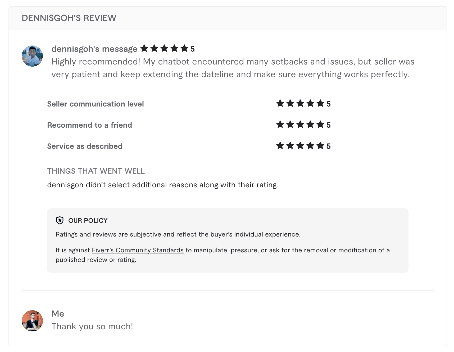 dennisgoh's Fiverr review