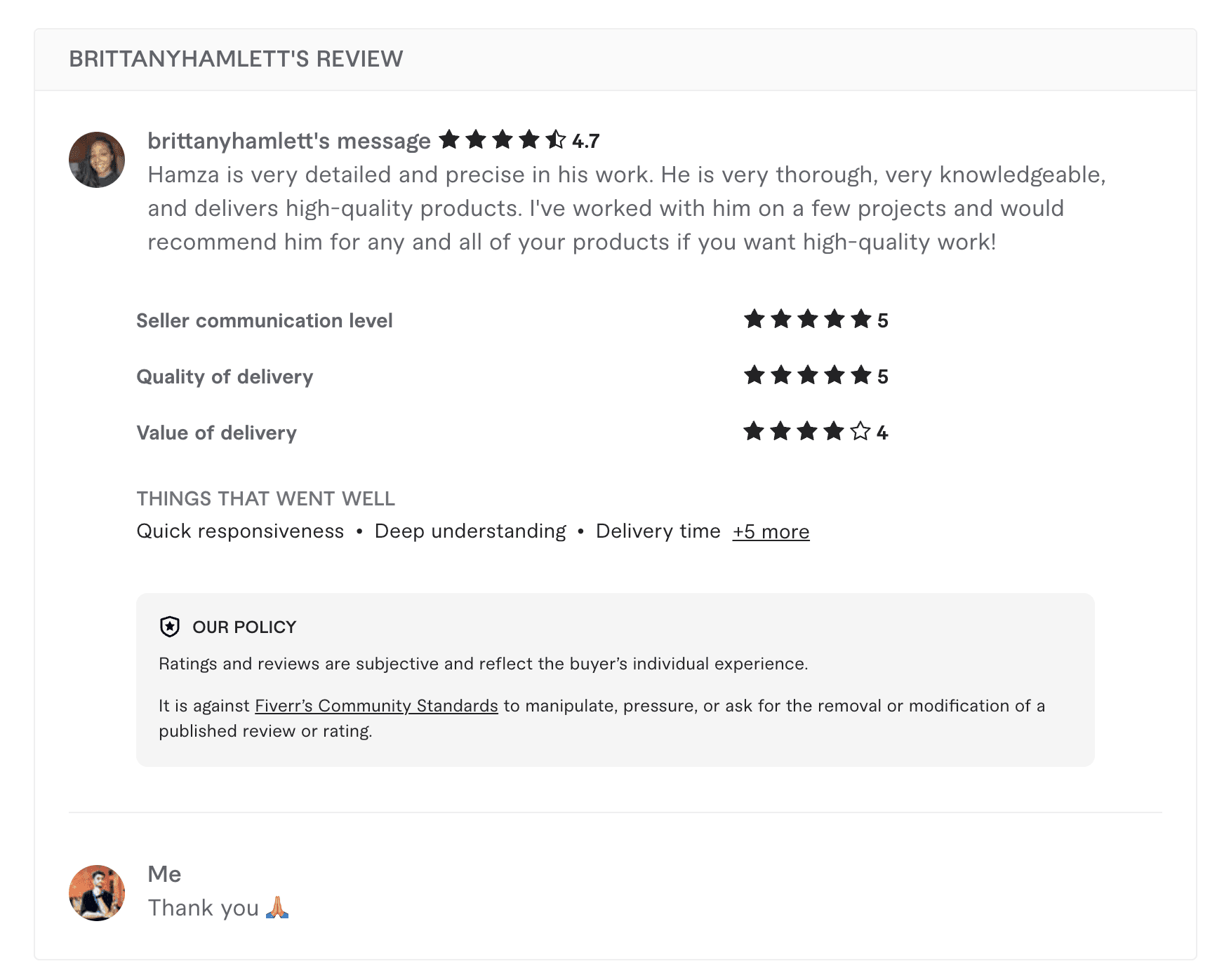 brittanyhamlett's Fiverr review