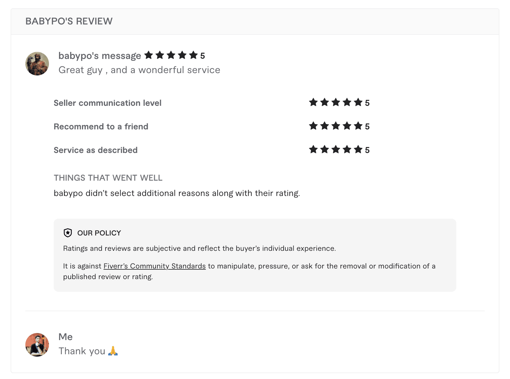 babypo's Fiverr review