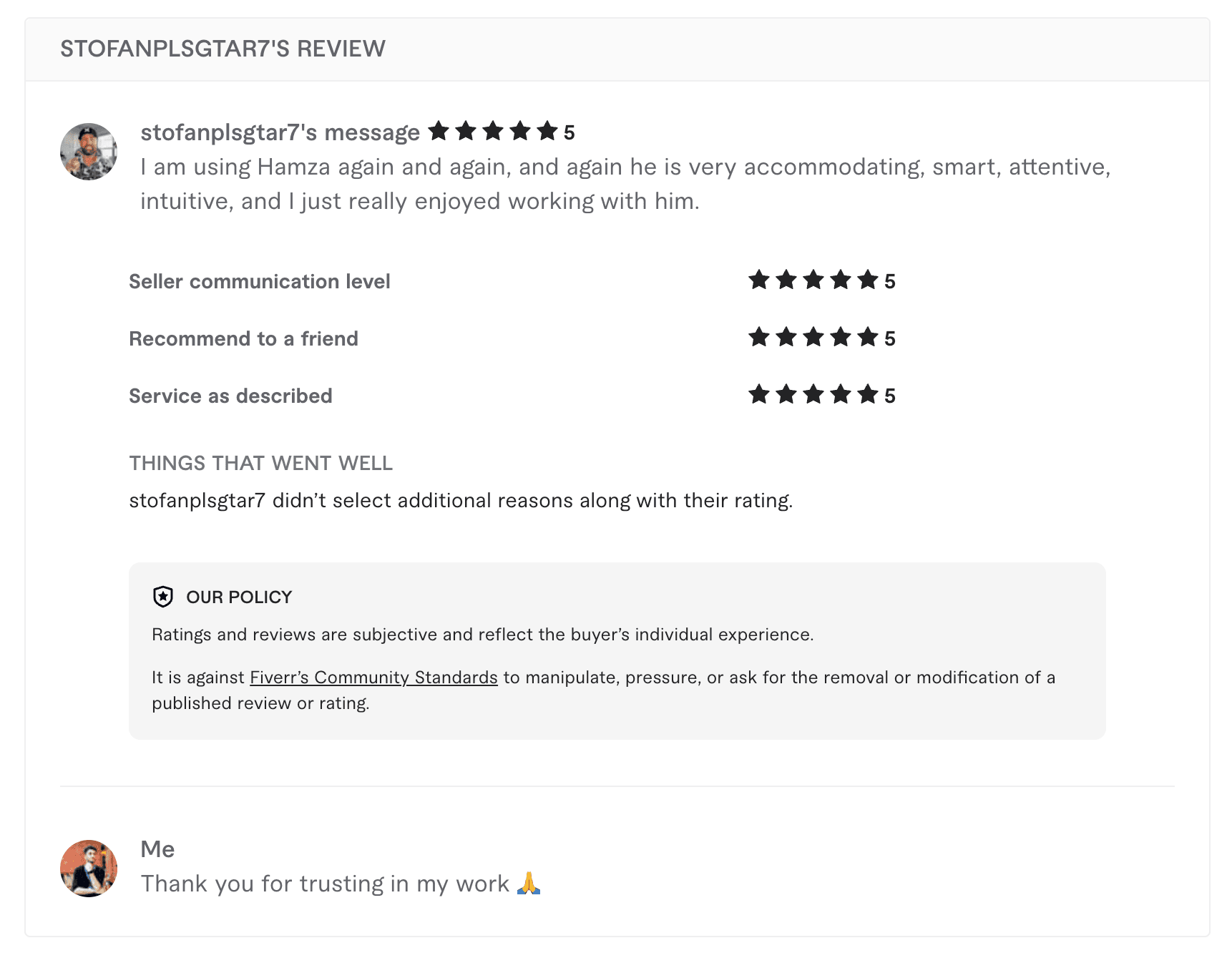 stofanplsgtar7's Fiverr review