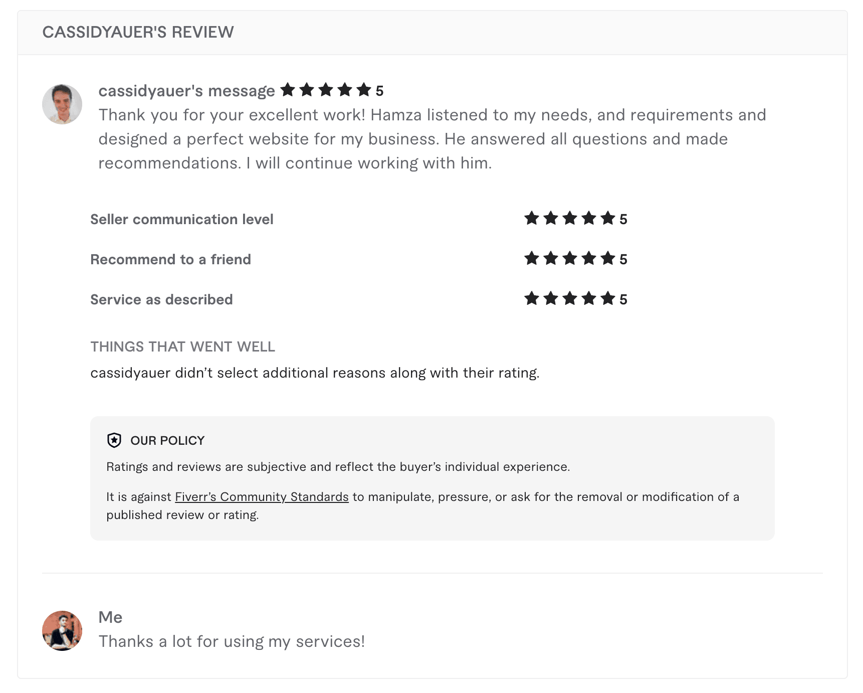 cassidyauer's Fiverr review