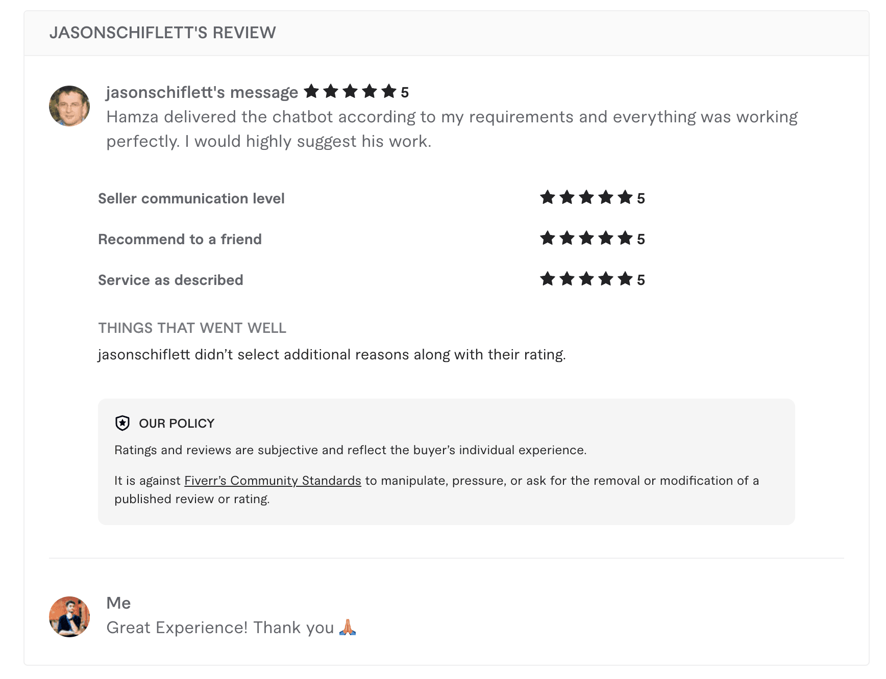 jasonschiflett's Fiverr review